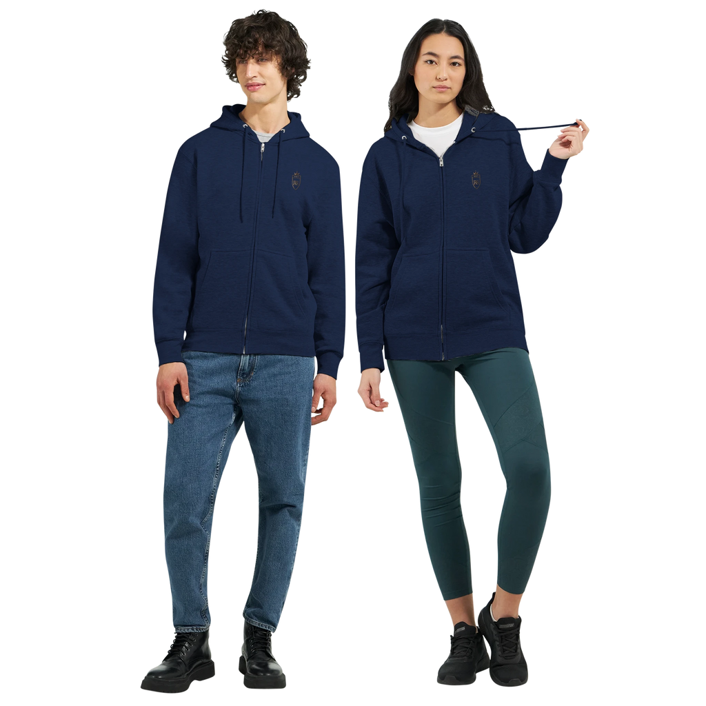 Sweat zippé en coton brodé du monogramme RS — Maison Sahari