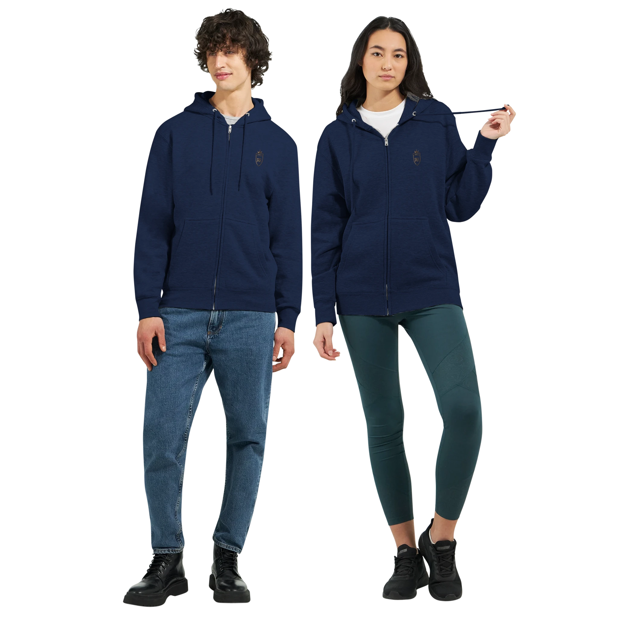 Sweat zippé en coton brodé du monogramme RS — Maison Sahari