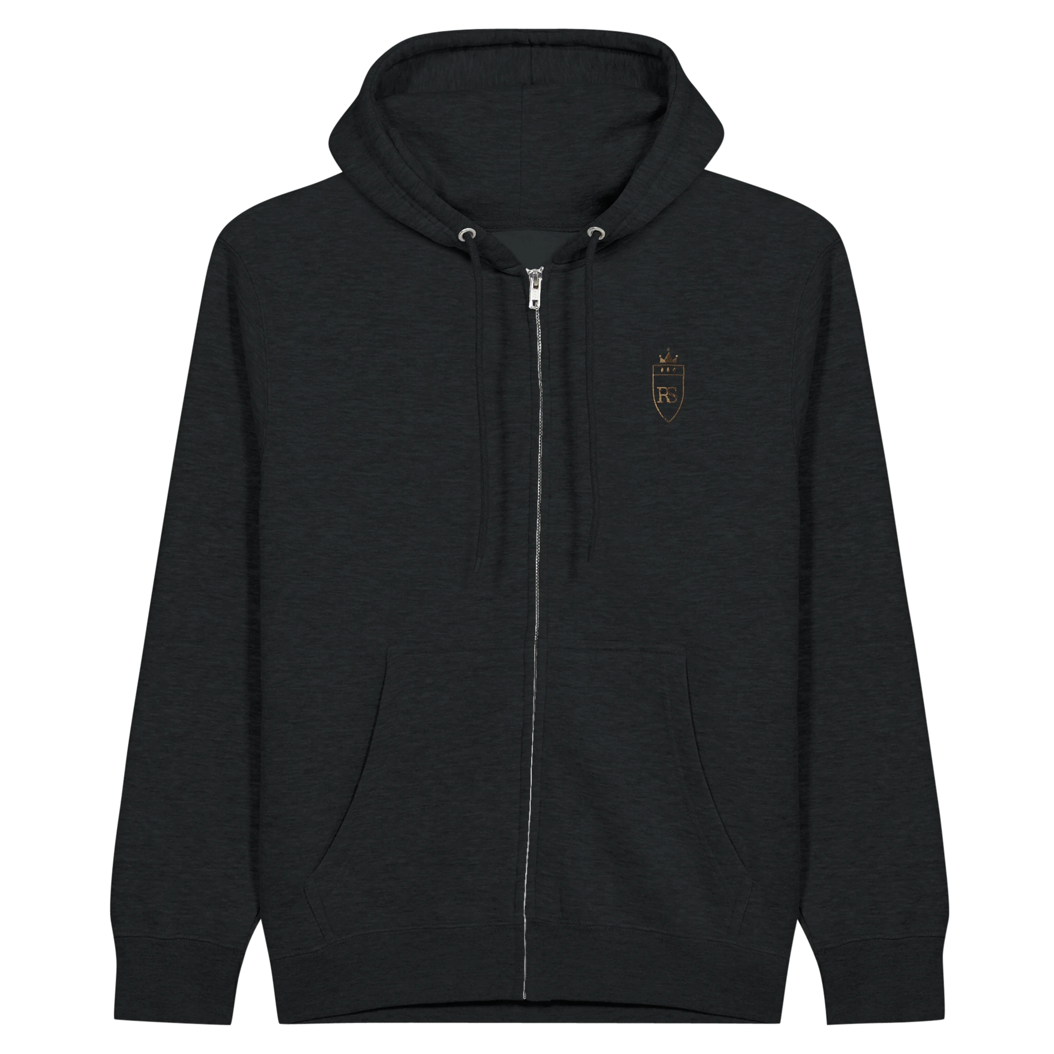 Sweat zippé en coton brodé du monogramme RS — Maison Sahari