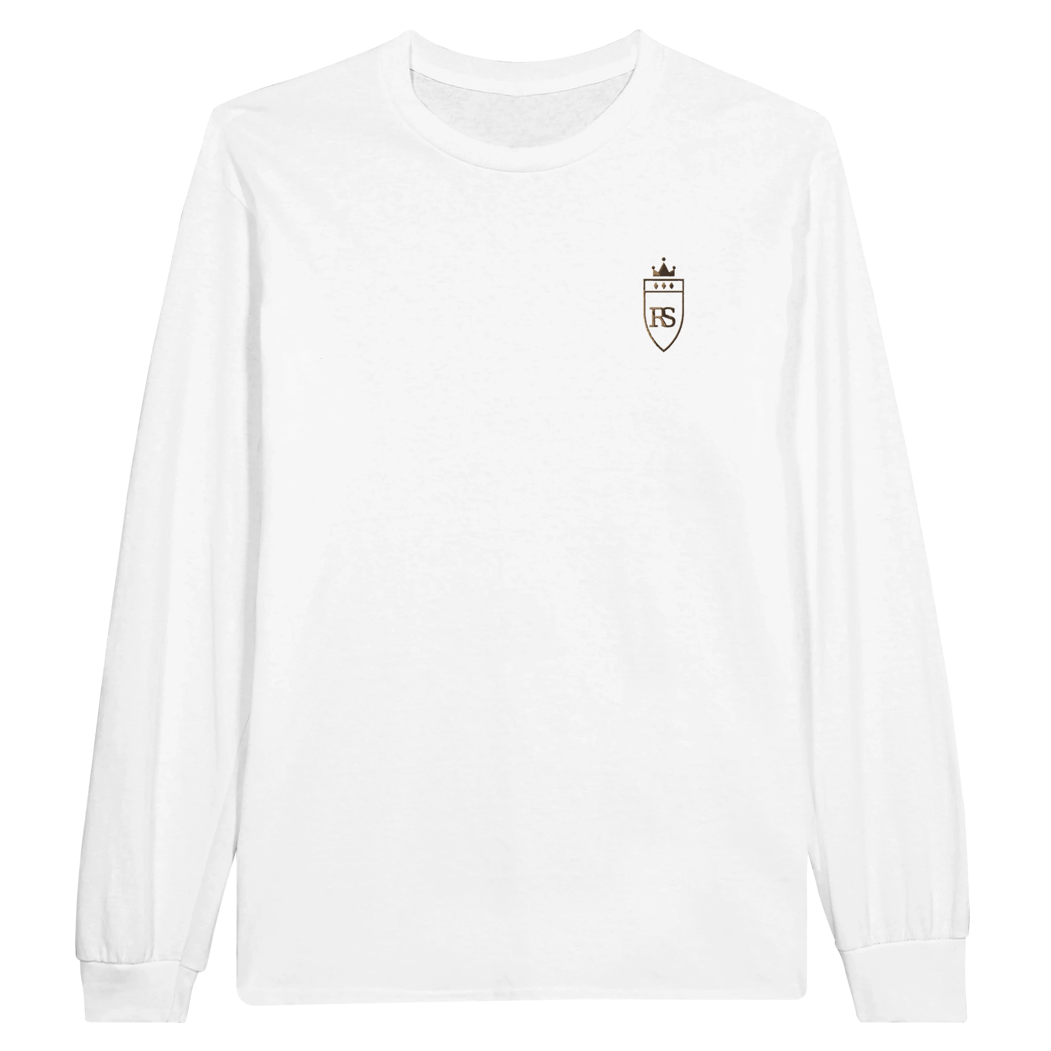 T-shirt à manches longues brodé du monogramme RS, coloris blanc — Maison Sahari