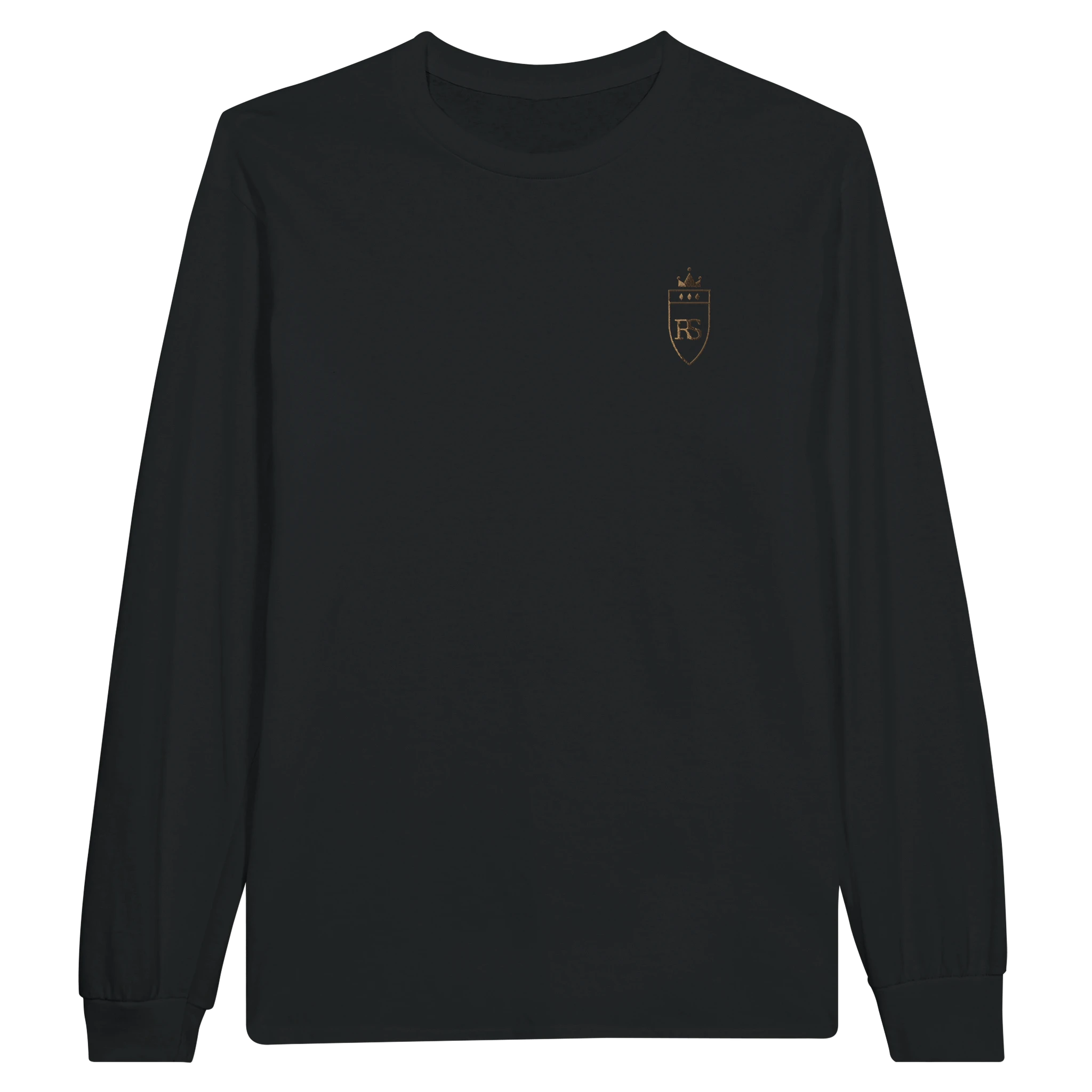 T-shirt à manches longues brodé du monogramme RS, coloris noir — Maison Sahari