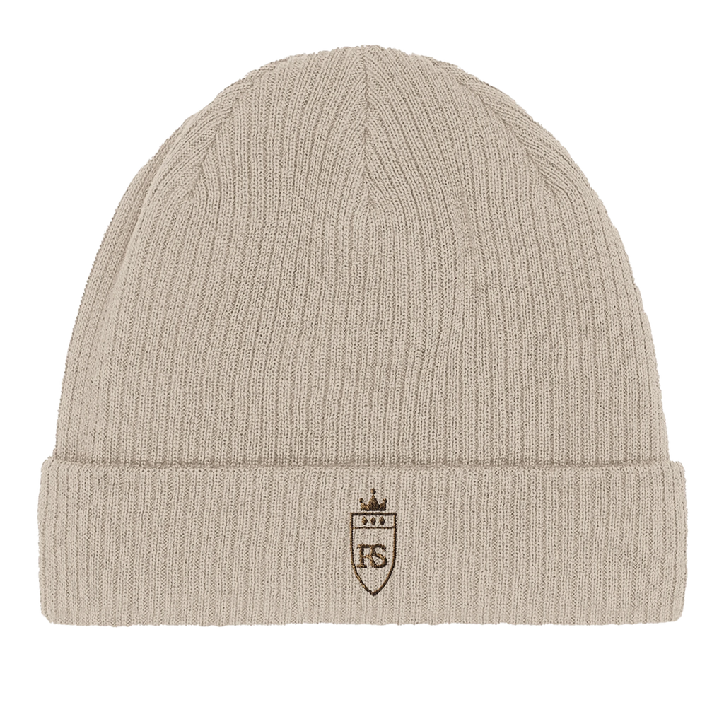 Bonnet côtelé en coton bio brodé du monogramme RS — Maison Sahari