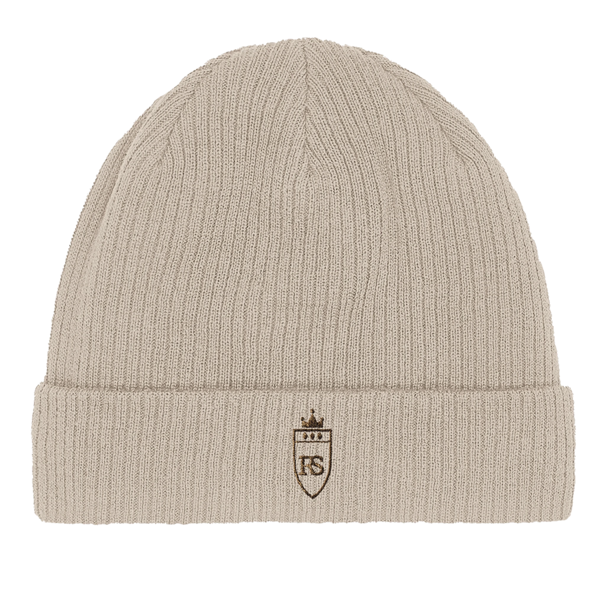 Bonnet côtelé en coton bio brodé du monogramme RS — Maison Sahari