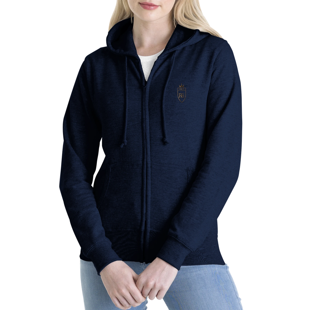 Sweat zippé en coton brodé du monogramme RS — Maison Sahari