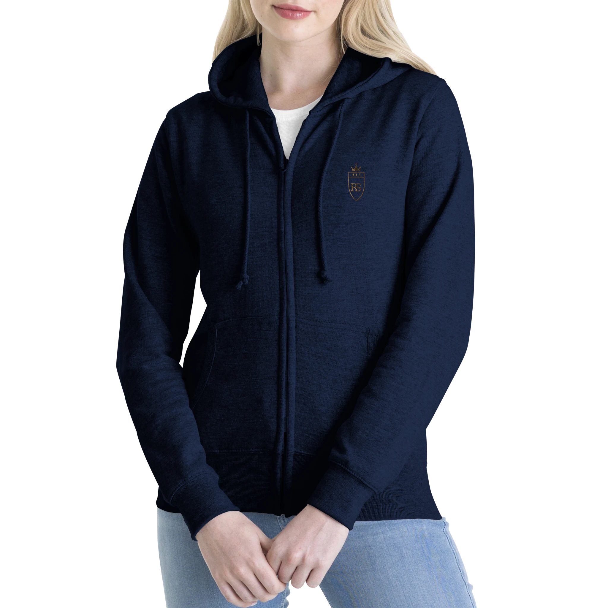 Sweat zippé en coton brodé du monogramme RS — Maison Sahari