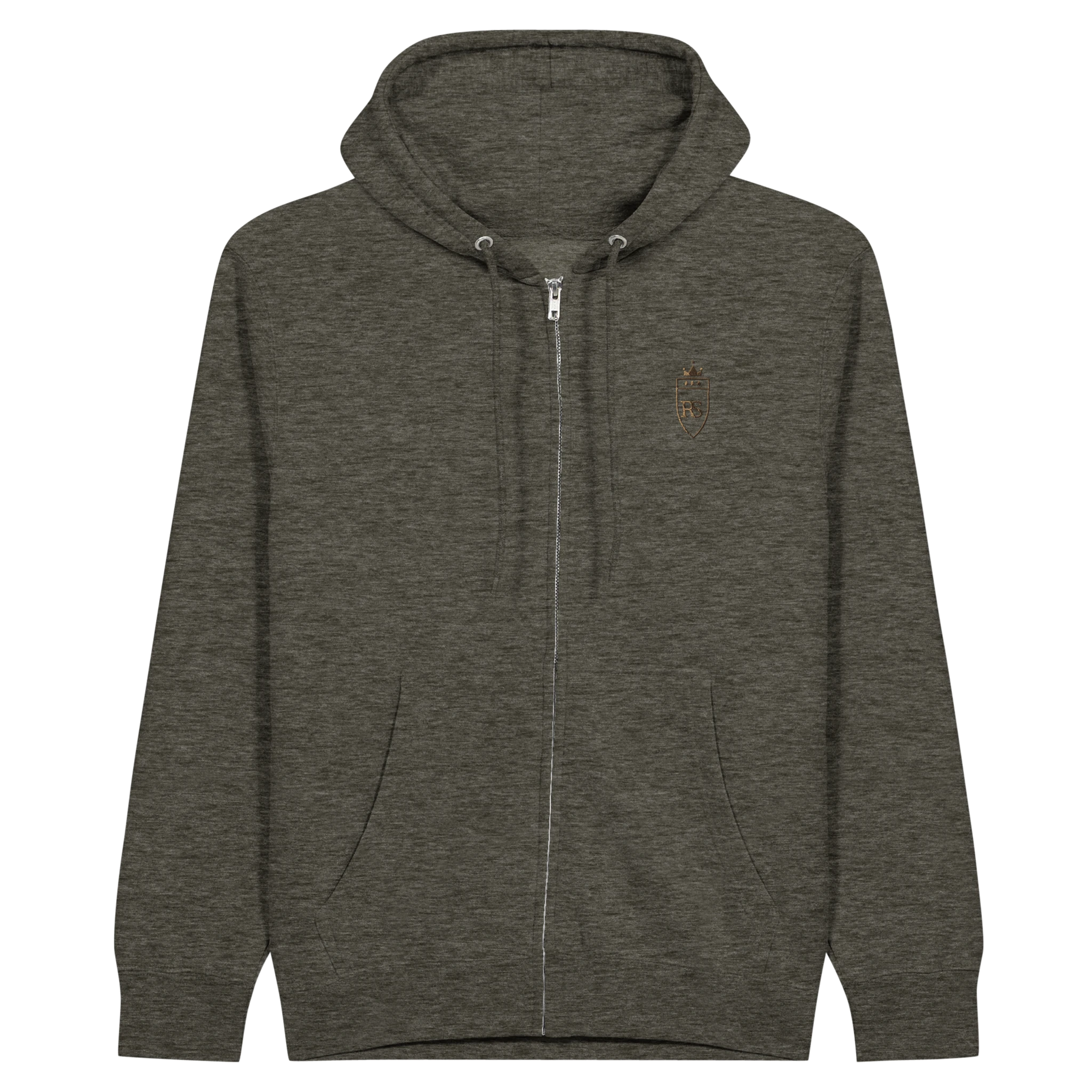 Sweat zippé en coton brodé du monogramme RS — Maison Sahari