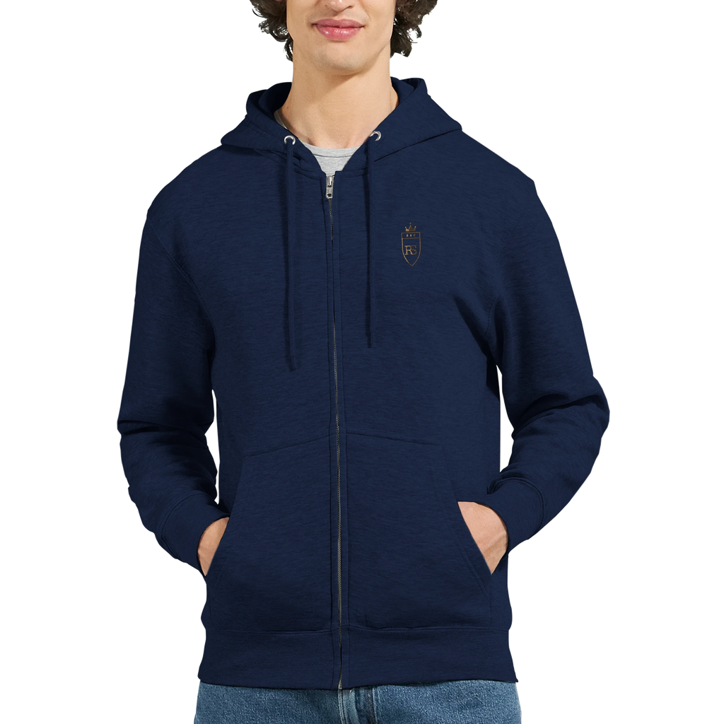 Sweat zippé en coton brodé du monogramme RS — Maison Sahari