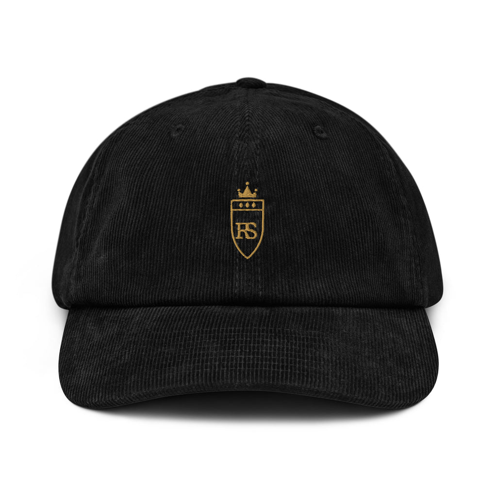 Casquette en velours côtelé Noir, vue de face — Maison Sahari