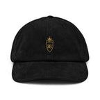 Casquette en velours côtelé Noir, vue de face — Maison Sahari