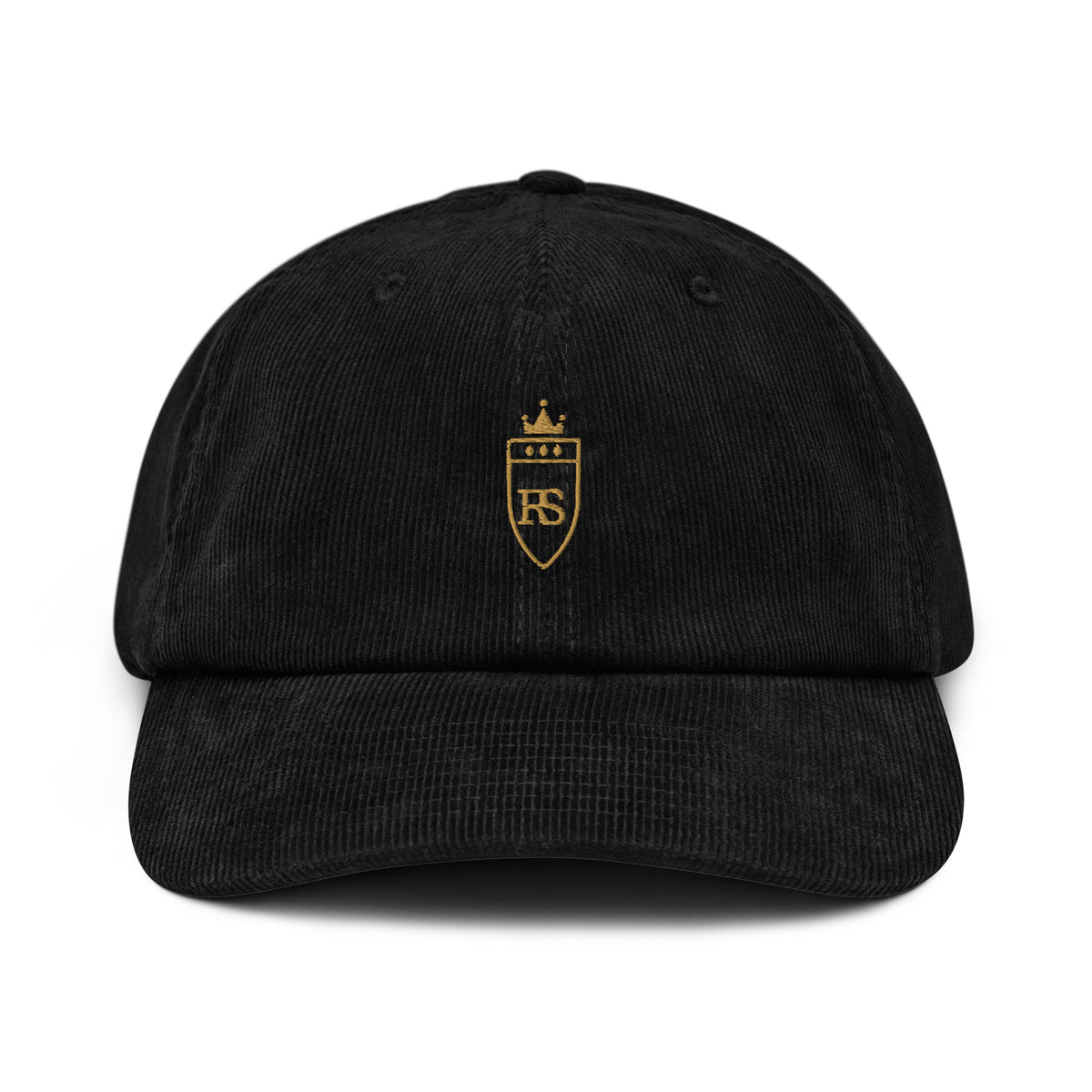 Casquette en velours côtelé Noir, vue de face — Maison Sahari