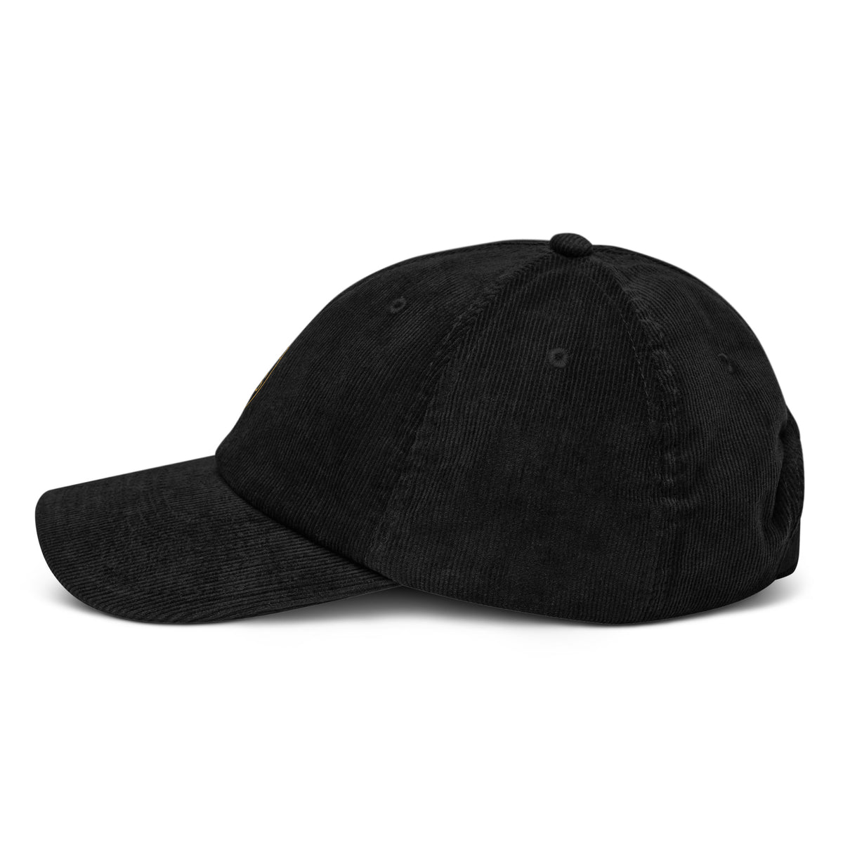 Casquette en velours côtelé Noir, vue de côté — Maison Sahari