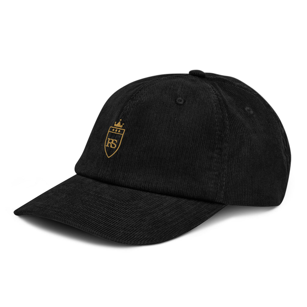 Casquette en velours côtelé Noir, vue de côté — Maison Sahari