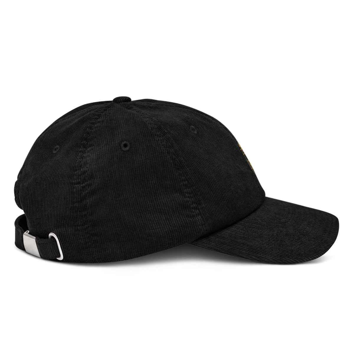 Casquette en velours côtelé Noir, vue de côté — Maison Sahari