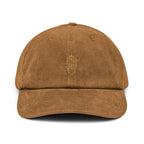 Casquette en velours côtelé Camel, vue de face — Maison Sahari