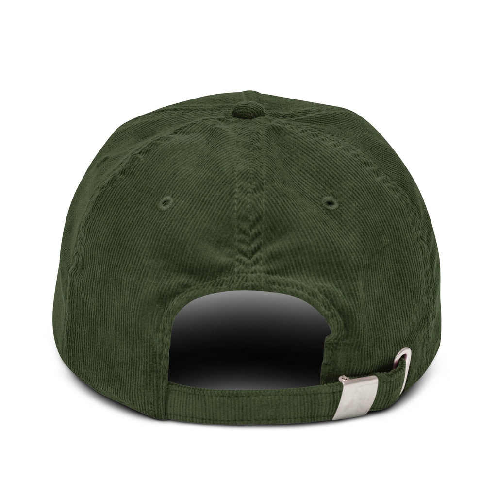 Casquette en velours côtelé Olive, vue de dos — Maison Sahari
