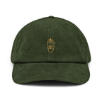 Casquette en velours côtelé Olive, vue de face — Maison Sahari