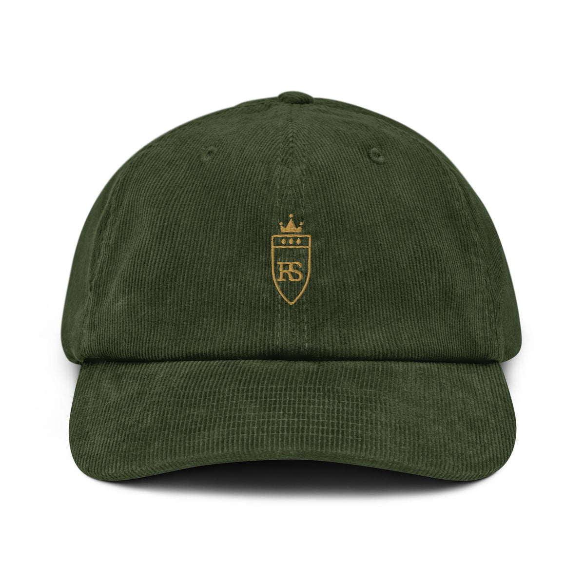 Casquette en velours côtelé Olive, vue de face — Maison Sahari
