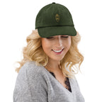 Casquette en velours côtelé Olive, vue de face — Maison Sahari