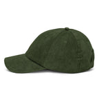 Casquette en velours côtelé Olive, vue de côté — Maison Sahari