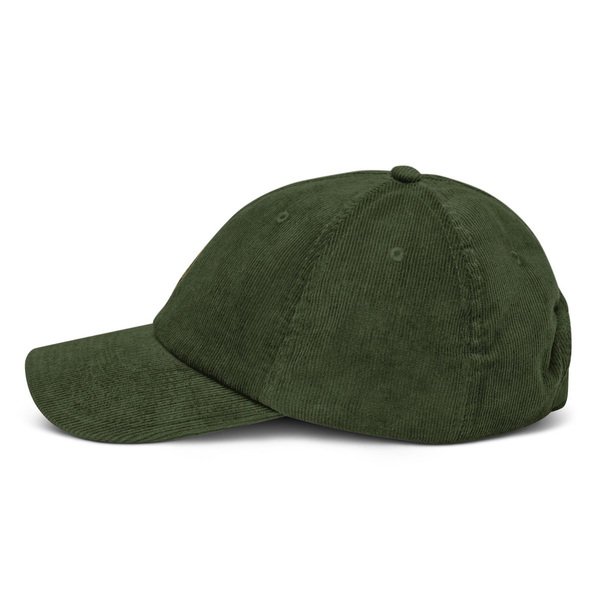 Casquette en velours côtelé Olive, vue de côté — Maison Sahari