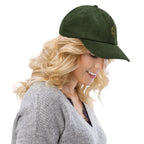 Casquette en velours côtelé Olive, vue de côté — Maison Sahari