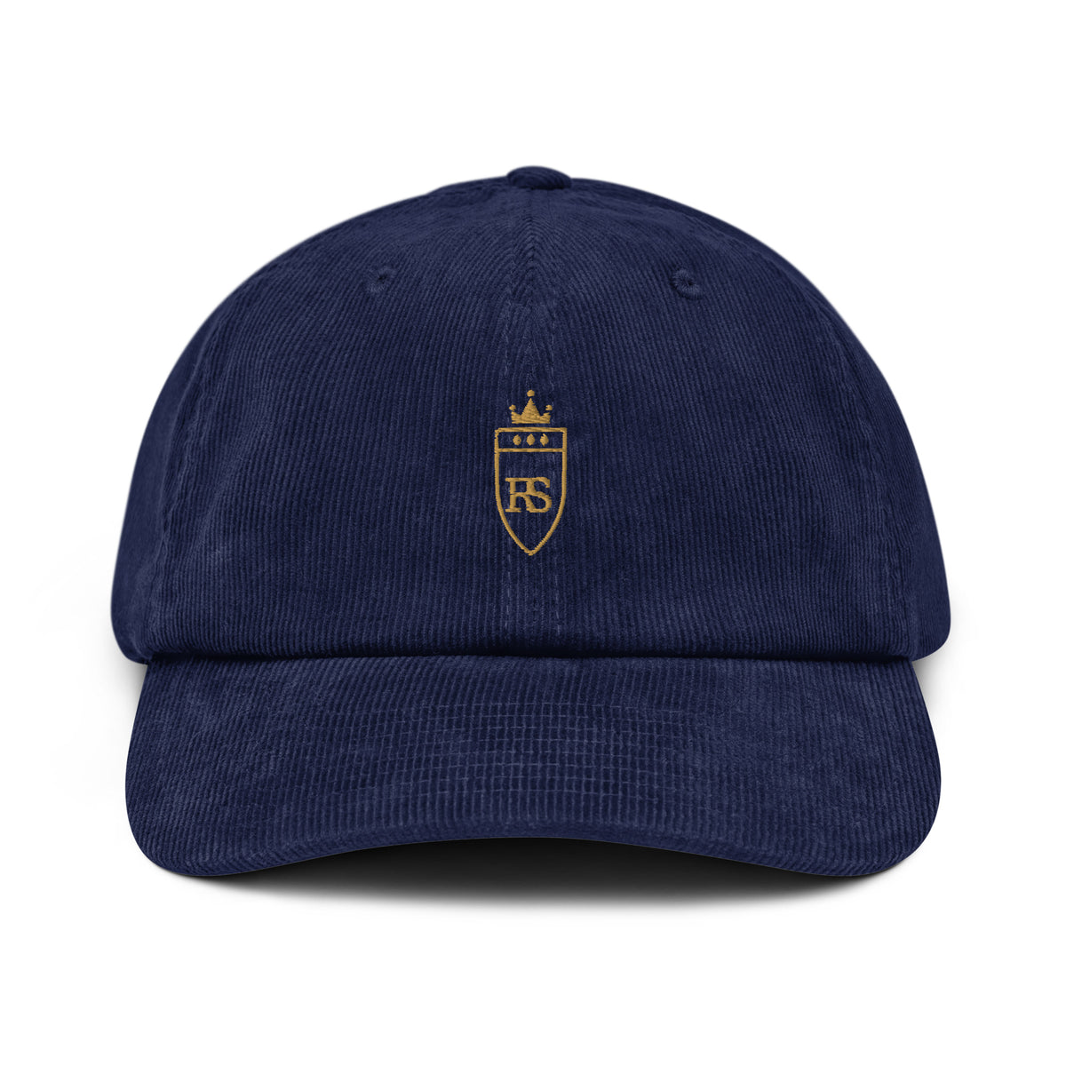 Casquette en velours côtelé Marine, vue de face — Maison Sahari