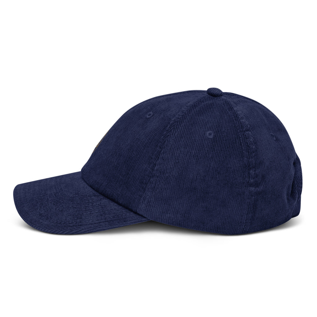 Casquette en velours côtelé Marine, vue de côté — Maison Sahari