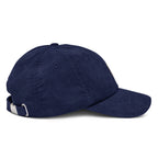 Casquette en velours côtelé Marine, vue de côté — Maison Sahari