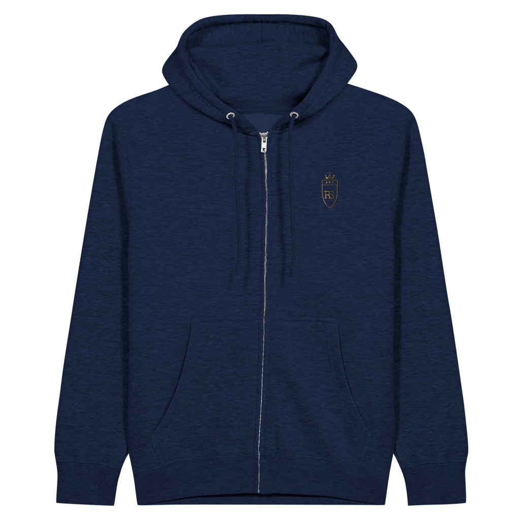 Sweat zippé en coton brodé du monogramme RS — Maison Sahari