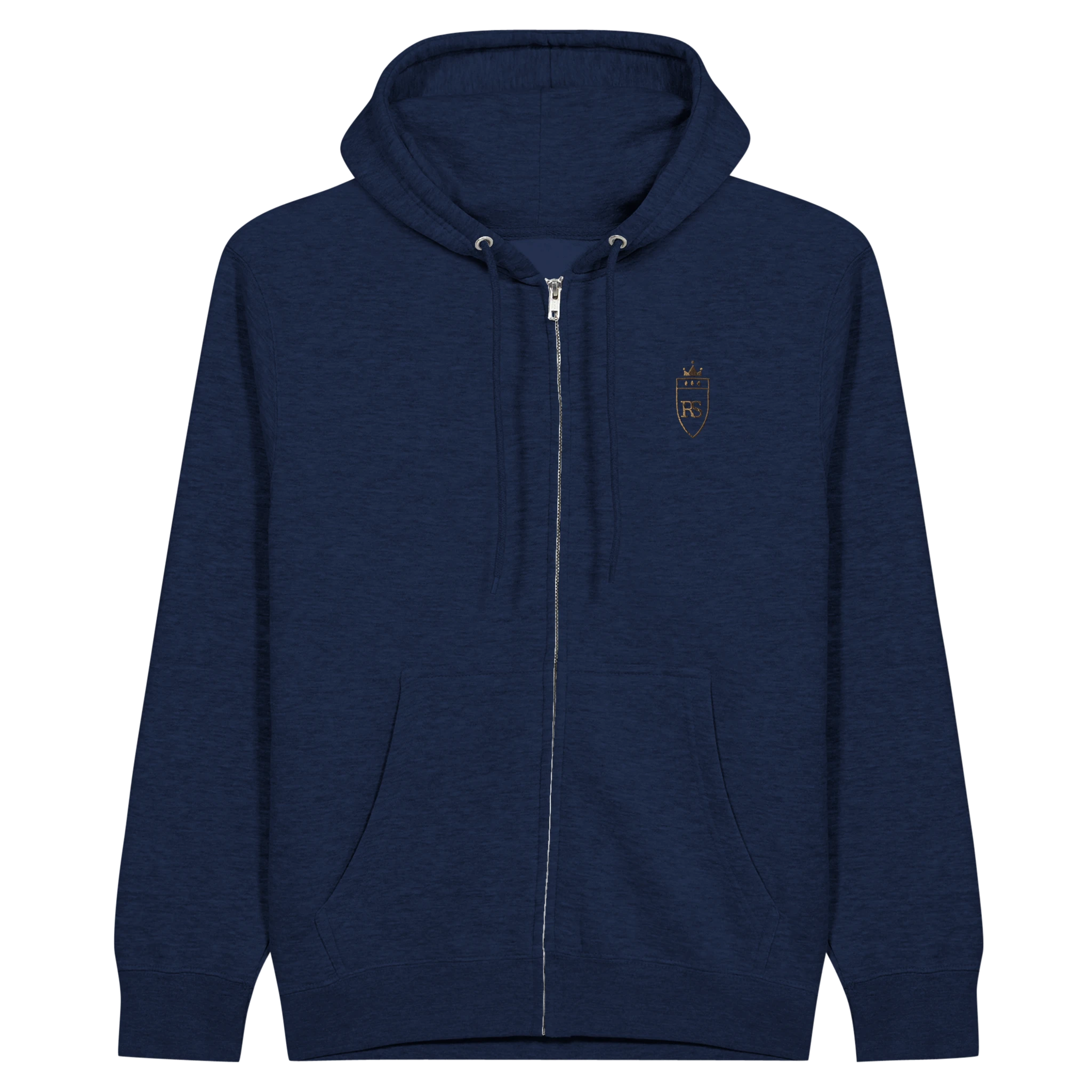 Sweat zippé en coton brodé du monogramme RS — Maison Sahari