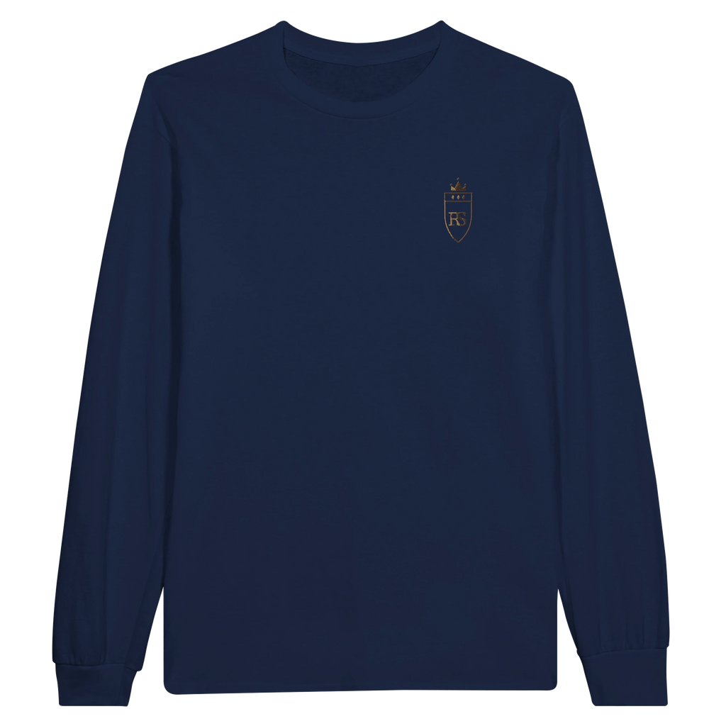 T-shirt à manches longues brodé du monogramme RS, coloris marine — Maison Sahari