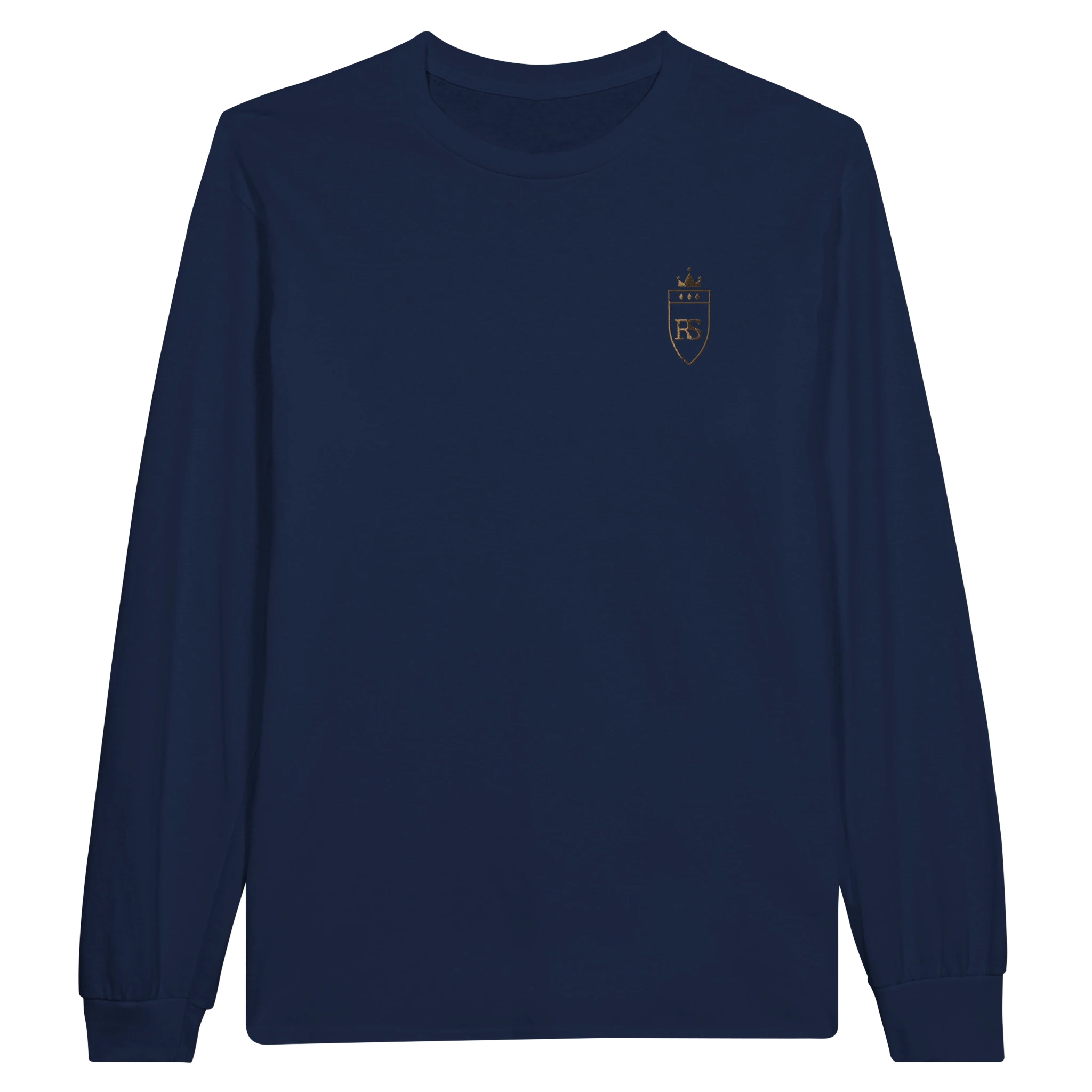 T-shirt à manches longues brodé du monogramme RS, coloris marine — Maison Sahari