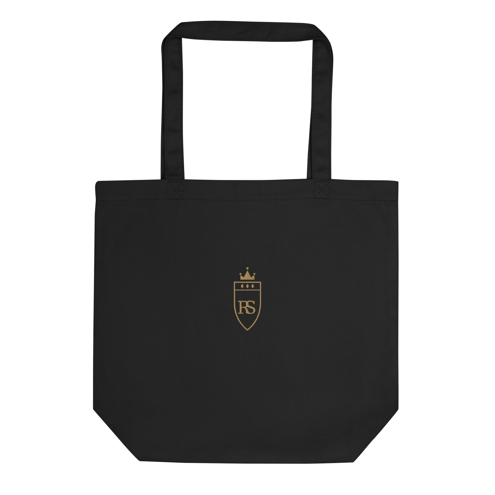 Tote bag en coton biologique brodé du monogramme RS, coloris noir — Maison Sahari