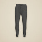 Jogging Anthracite chiné brodé du monogramme RS, vue de face sur fond pierre — Maison Sahari