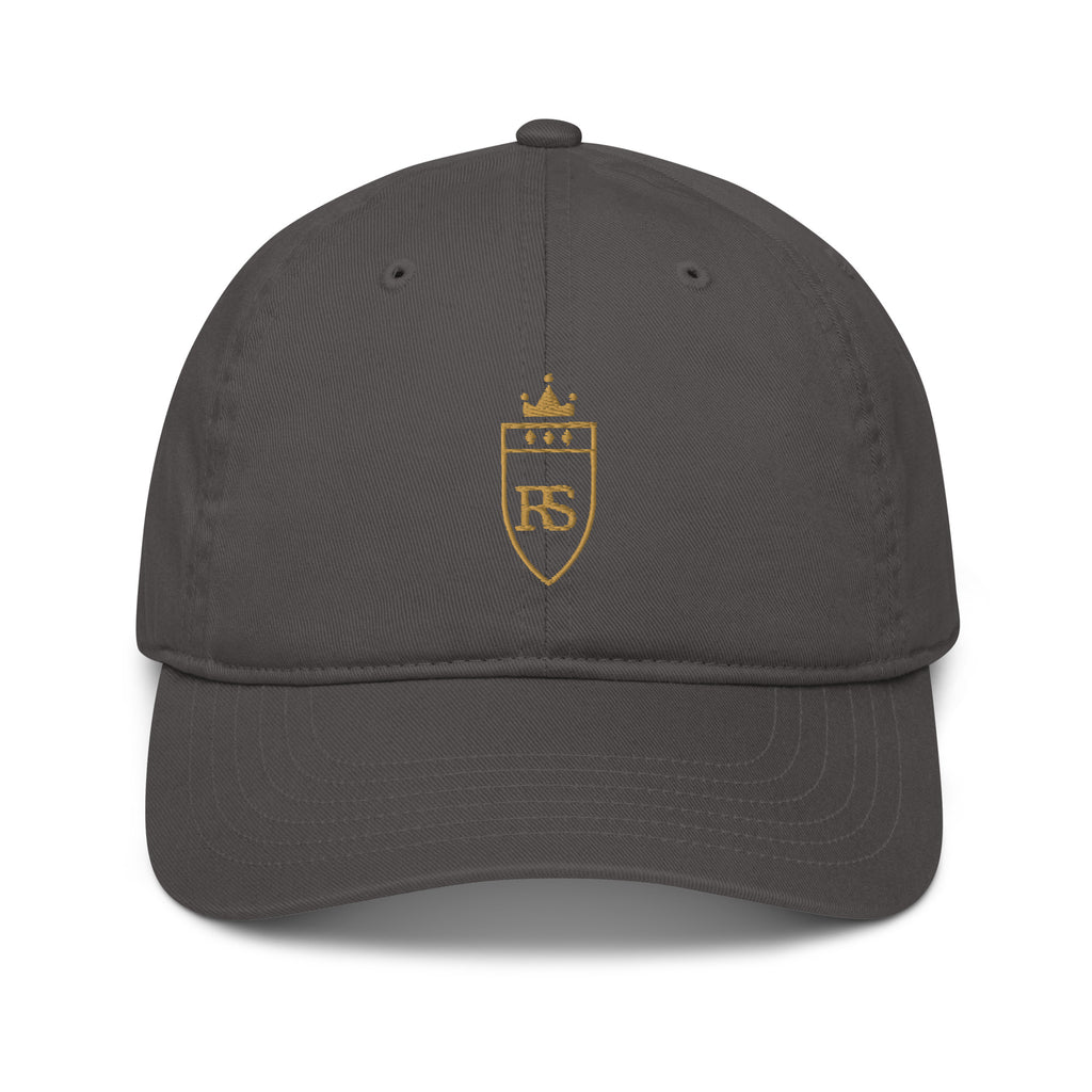 Casquette brodée du monogramme RS, coloris anthracite, vue de face — Maison Sahari