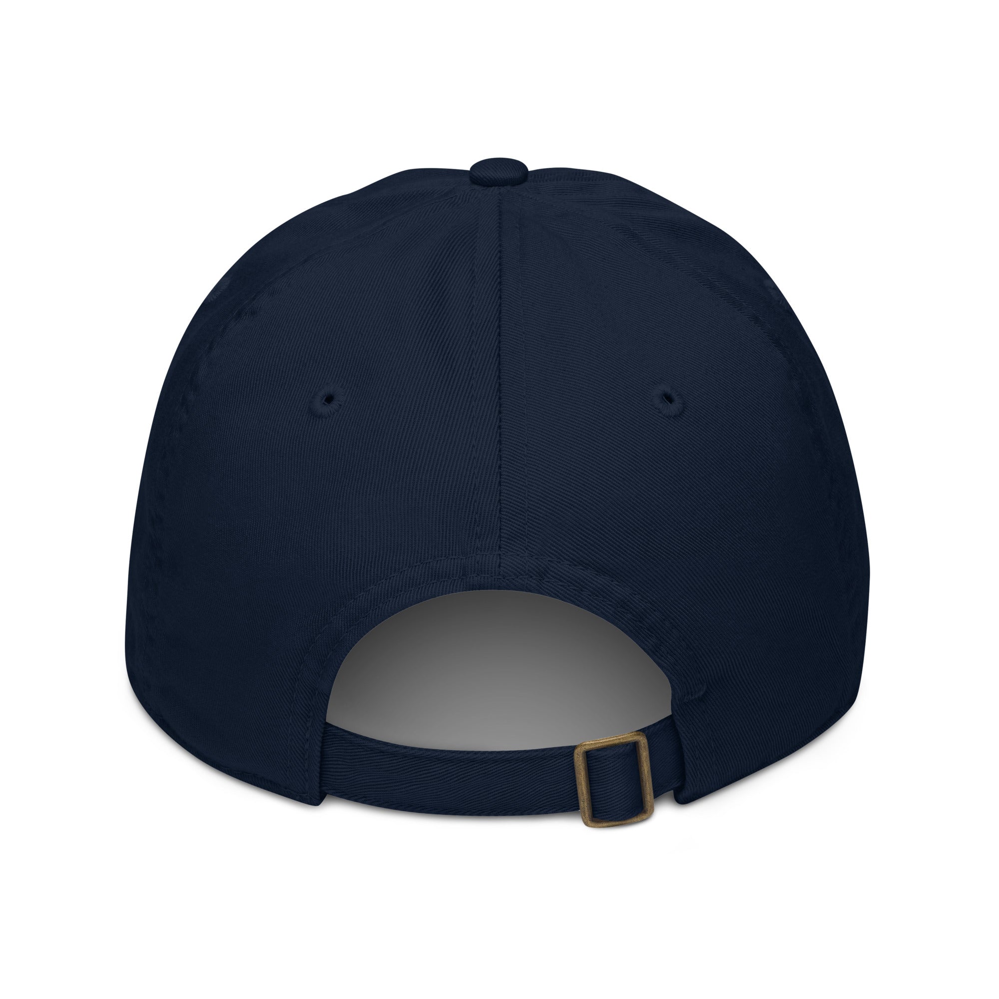 Casquette brodée du monogramme RS, coloris bleu pacifique, vue de dos — Maison Sahari