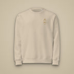 Sweat brodé RS Sable brodé du monogramme RS, vue de face sur fond pierre — Maison Sahari