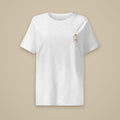 T-shirt femme col côtelé Gris chiné clair brodé du monogramme RS, vue de face sur fond pierre — Maison Sahari