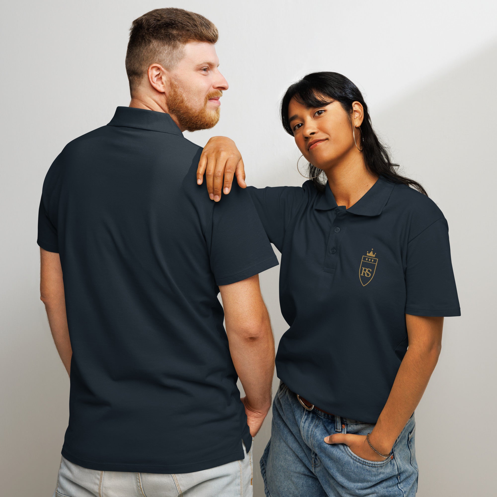 Polo piqué brodé du monogramme RS — Maison Sahari, quiet luxury