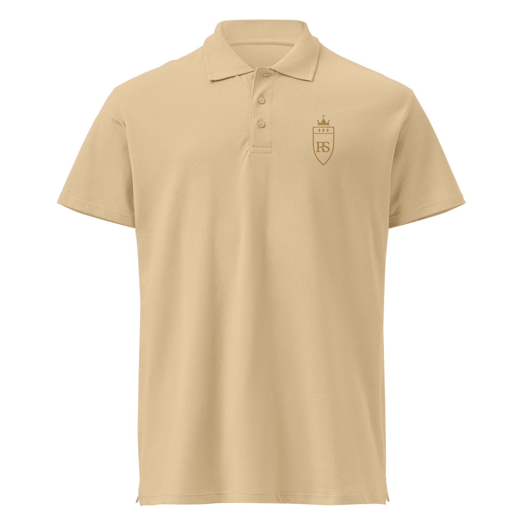 Polo piqué brodé du monogramme RS — Maison Sahari, quiet luxury