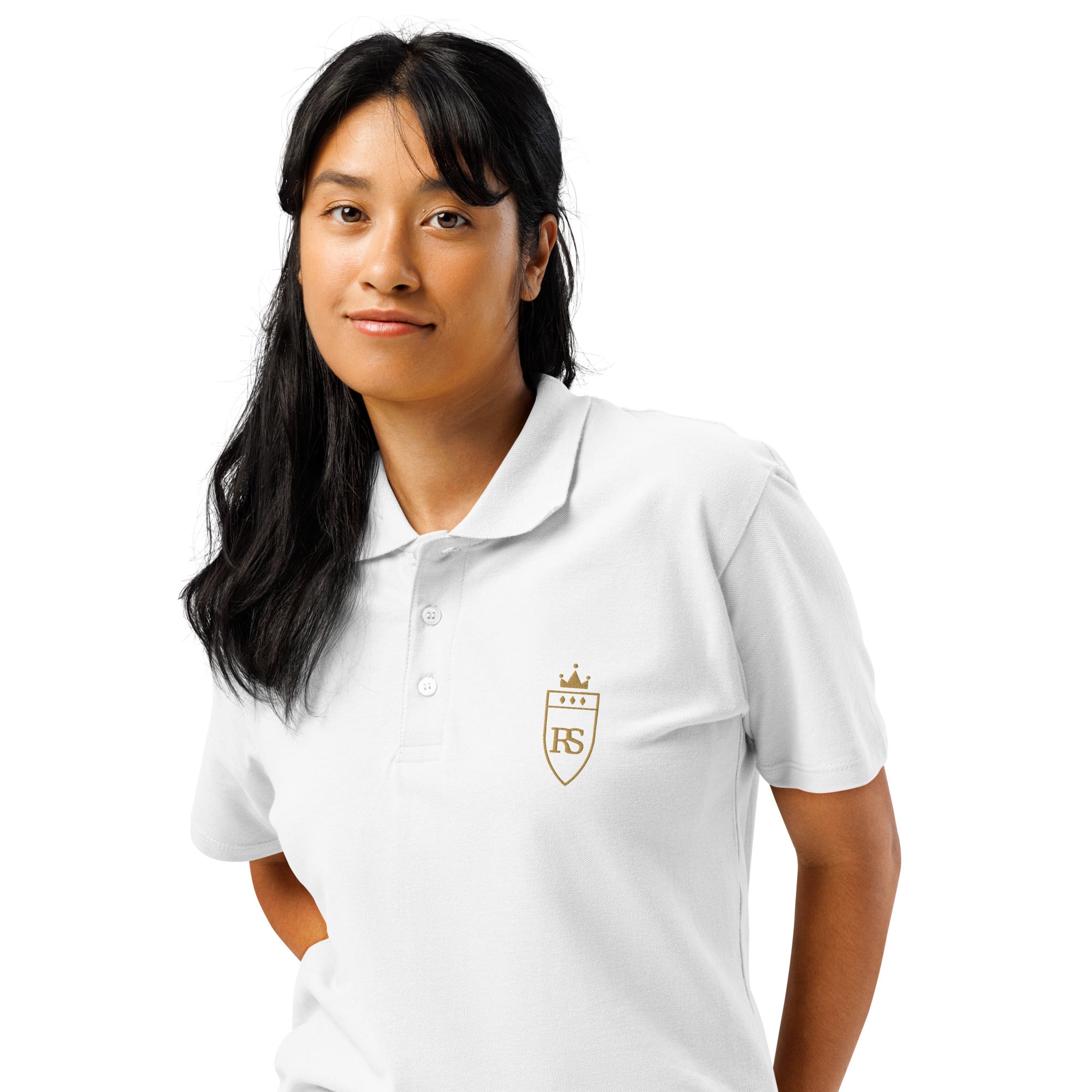 Polo piqué brodé du monogramme RS — Maison Sahari, quiet luxury