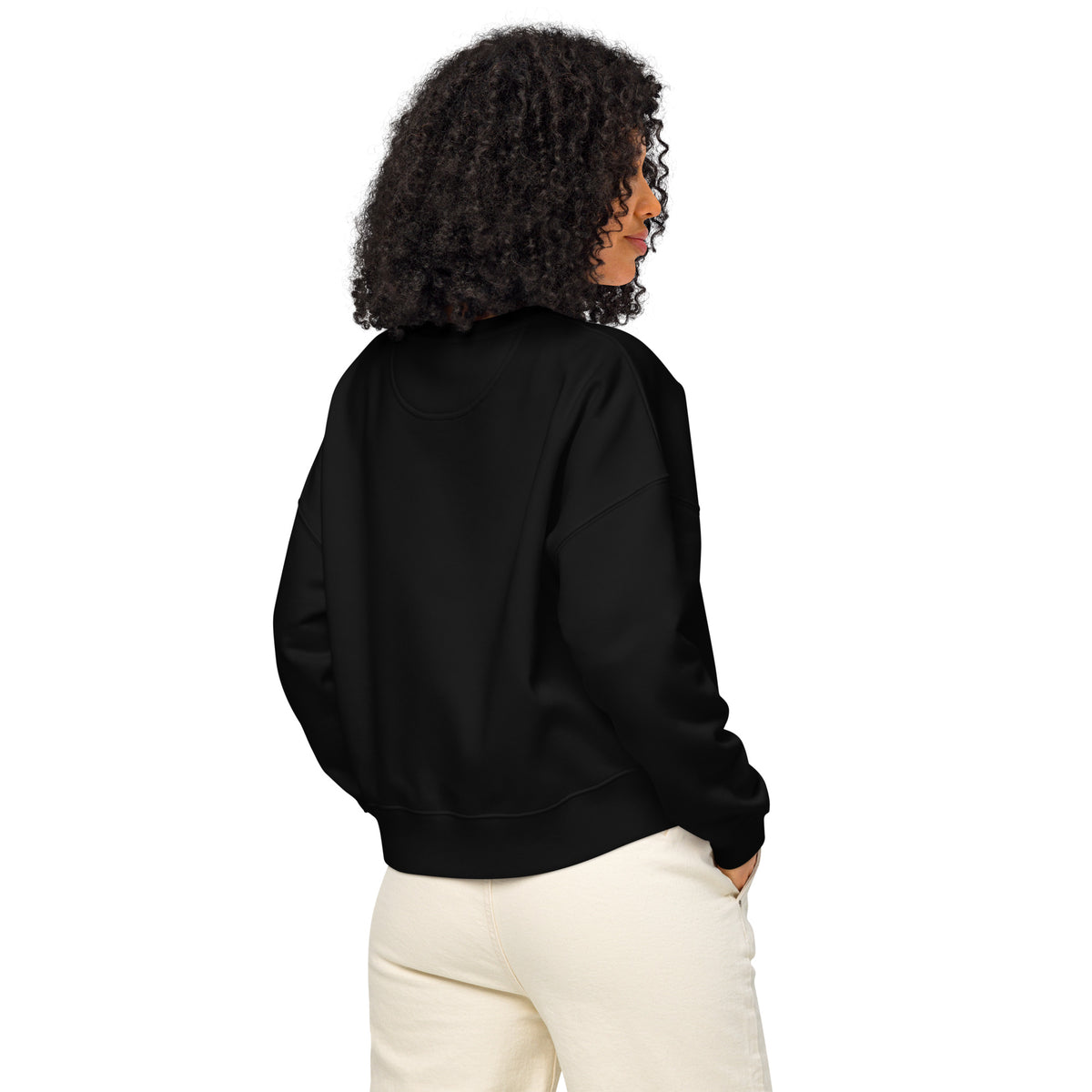 Sweat col rond femme Noir, vue de dos — Maison Sahari