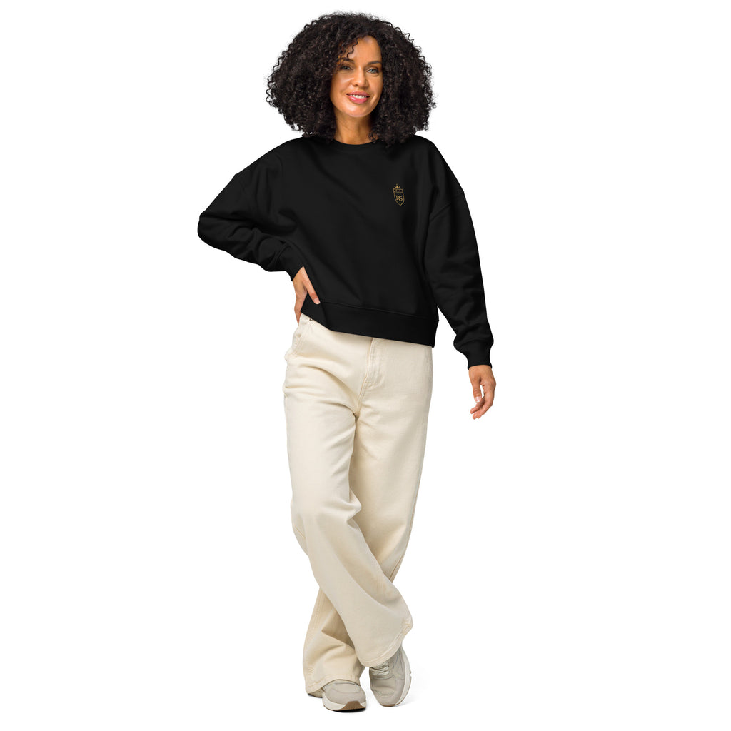 Sweat col rond femme Noir, vue de face — Maison Sahari