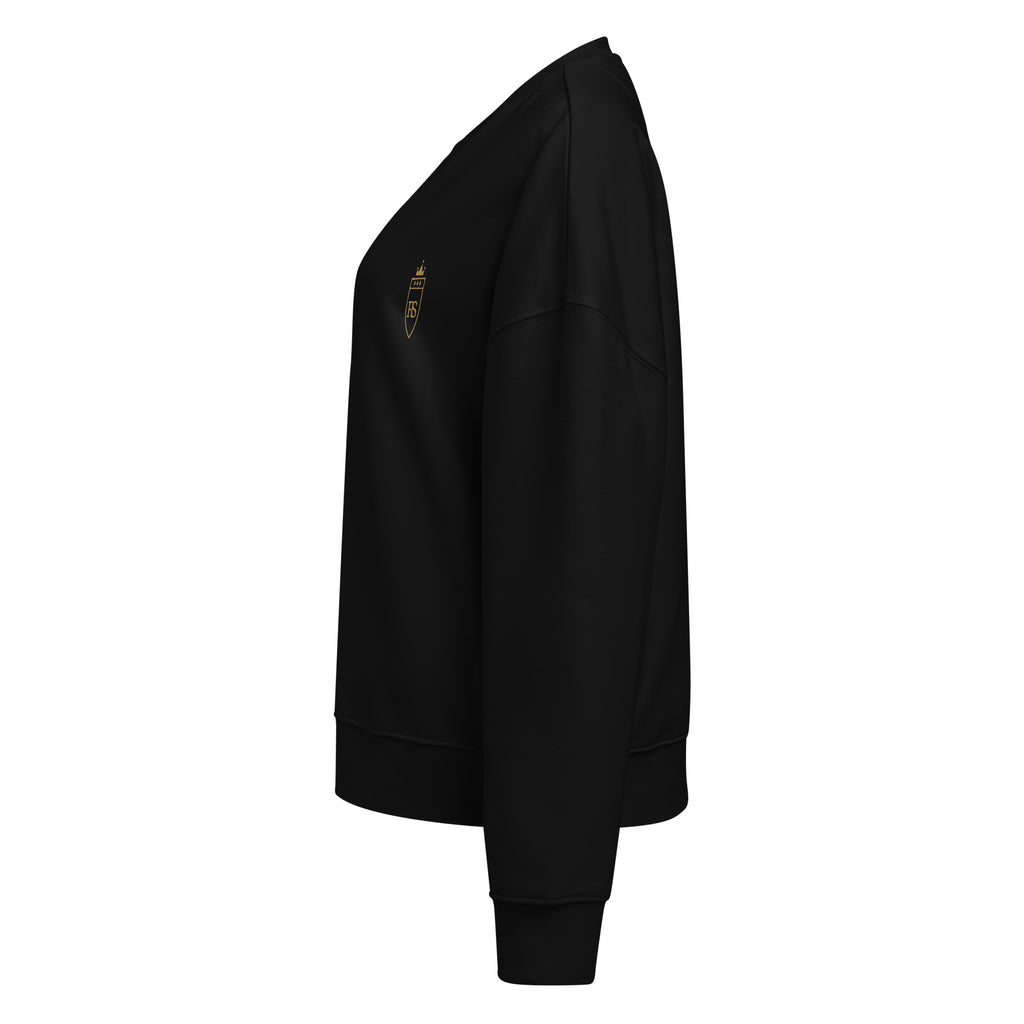 Sweat col rond femme Noir, vue de côté — Maison Sahari