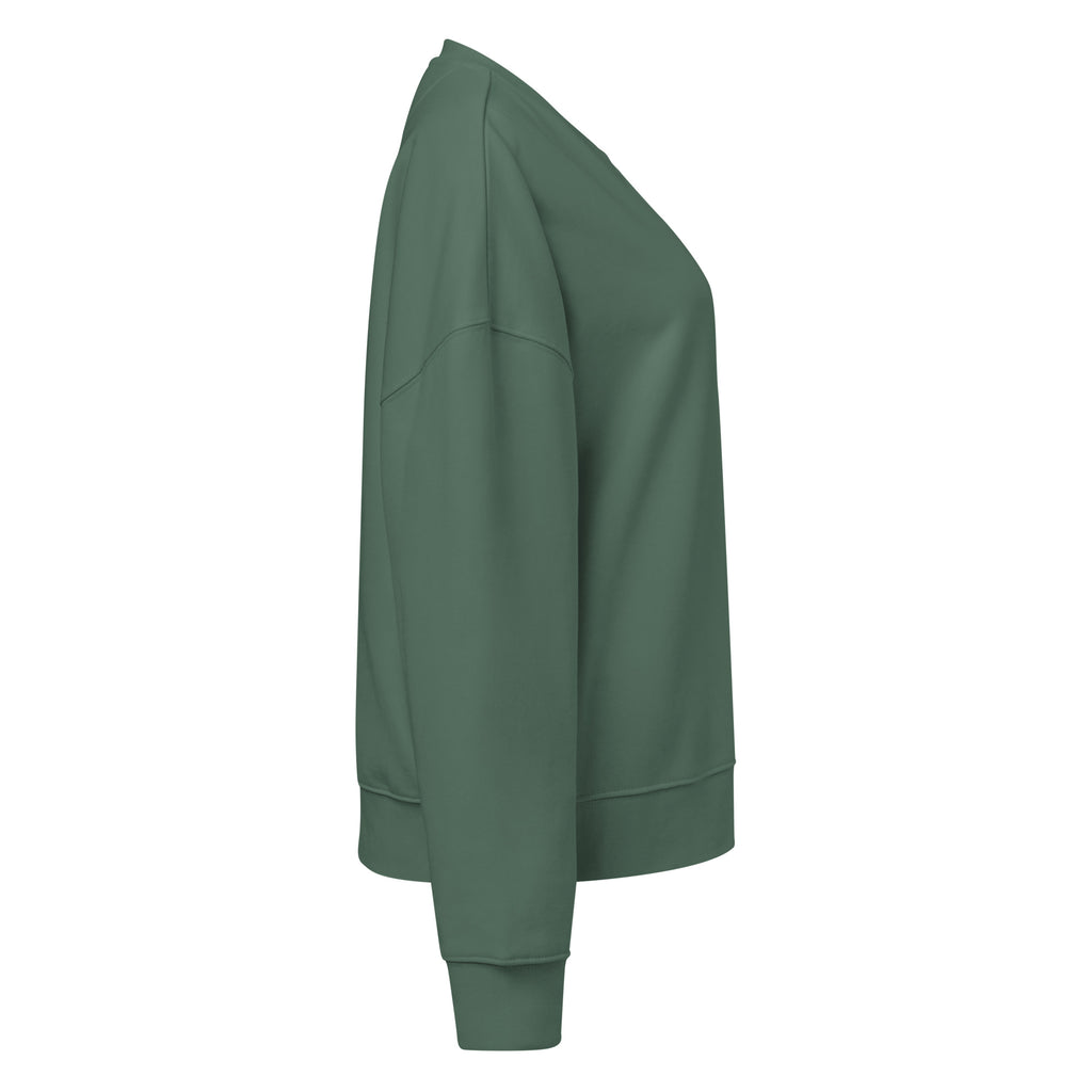 Sweat col rond femme Vert sauge, vue de côté — Maison Sahari