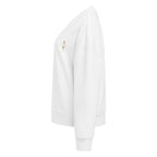 Sweat col rond femme Blanc, vue de côté — Maison Sahari