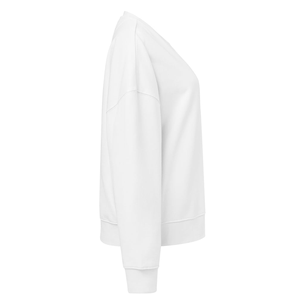 Sweat col rond femme Blanc, vue de côté — Maison Sahari