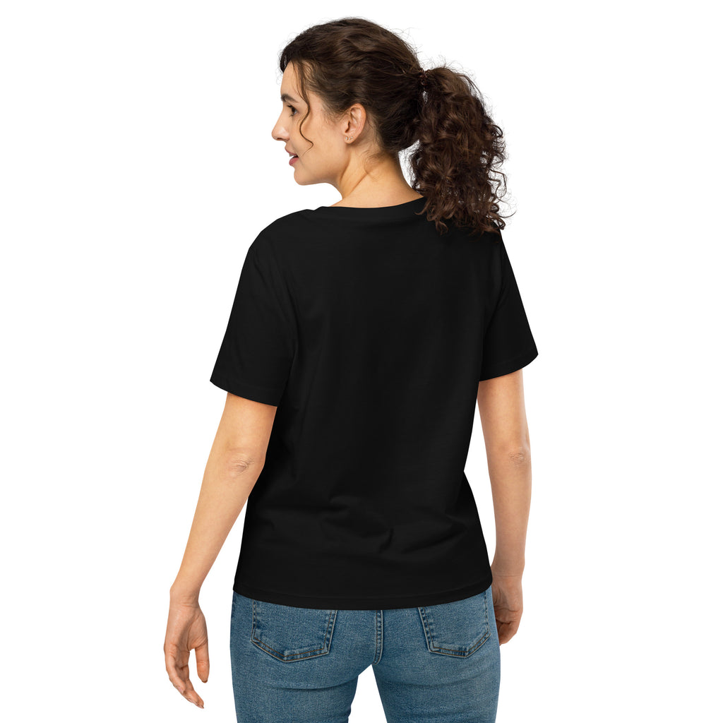 T-shirt femme col côtelé Noir, vue de dos — Maison Sahari