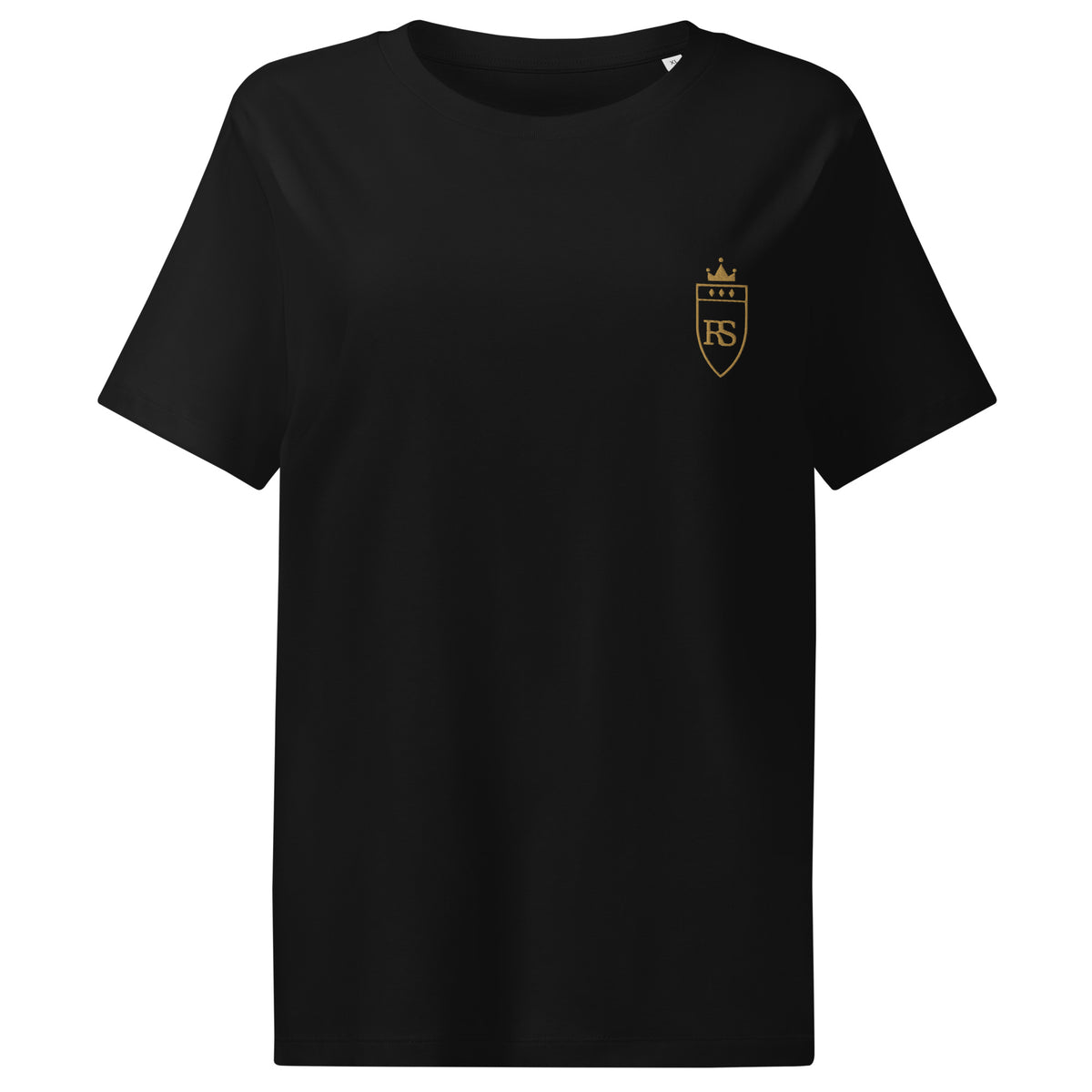 T-shirt femme col côtelé Noir, vue de face — Maison Sahari