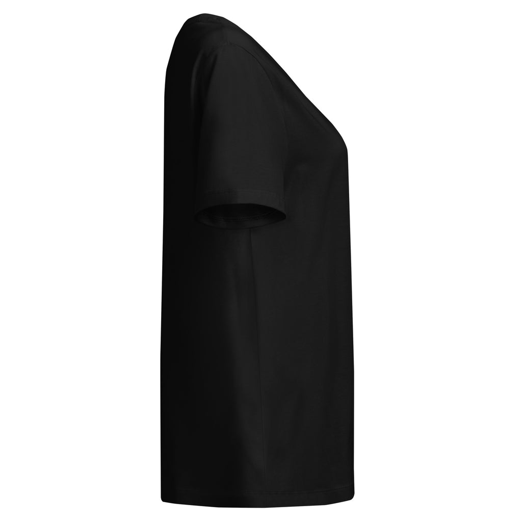 T-shirt femme col côtelé Noir, vue de côté — Maison Sahari